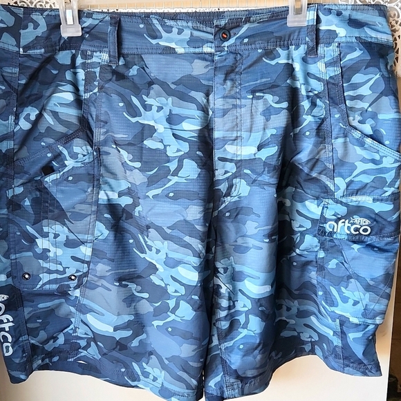 AFTCO Blue Camo Tactical Fishing Shorts Size  42 - Picture 1 of 11